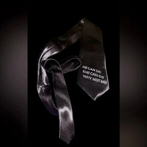 Omega Italy Black Rhinestone Embellished unisex Silk  tie.